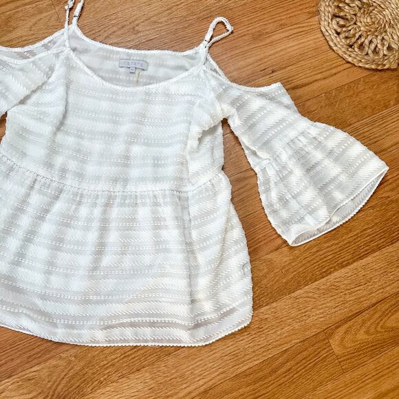 1.State Cold Shoulder White Top Spring Blouse - Picture 3 of 5